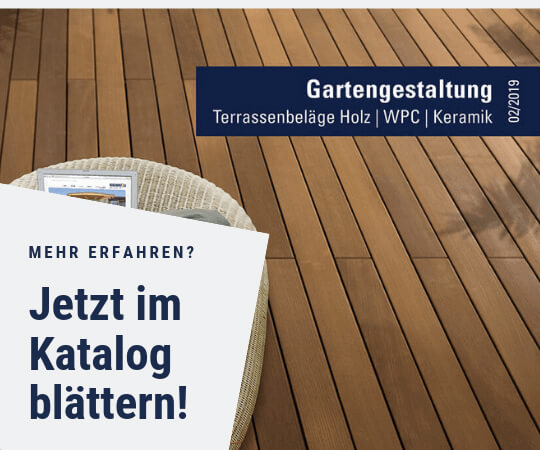 WPC- und Holz-Terrassenbeläge und Terrassendielen im Leyendecker Terrassenholz-Katalog